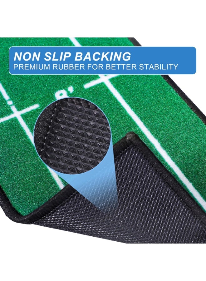 Golf Putting Mat Indoor & Outdoor Professional Golf Practice Putting Green Mat with Distance Marker Anti Slip Backing Golf Training Mat Golf Accessories Golf Portable Matt - Image 5